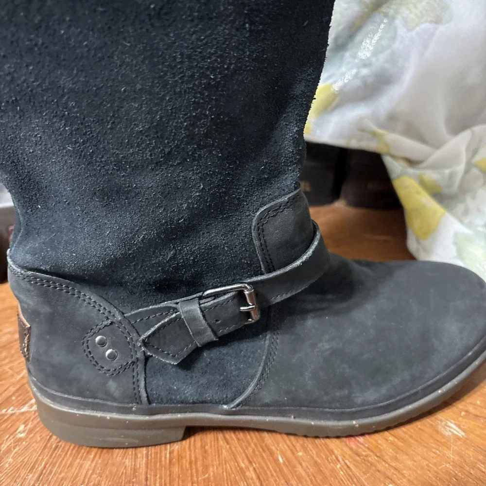 Ugg‎ Thomsen Tall Black Suede Leather Knee High Riding Waterproof Boots Size 8